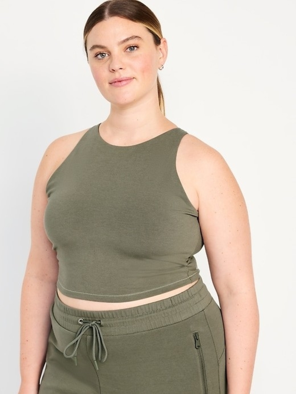 Olive Green Women's Cropped Tank Top